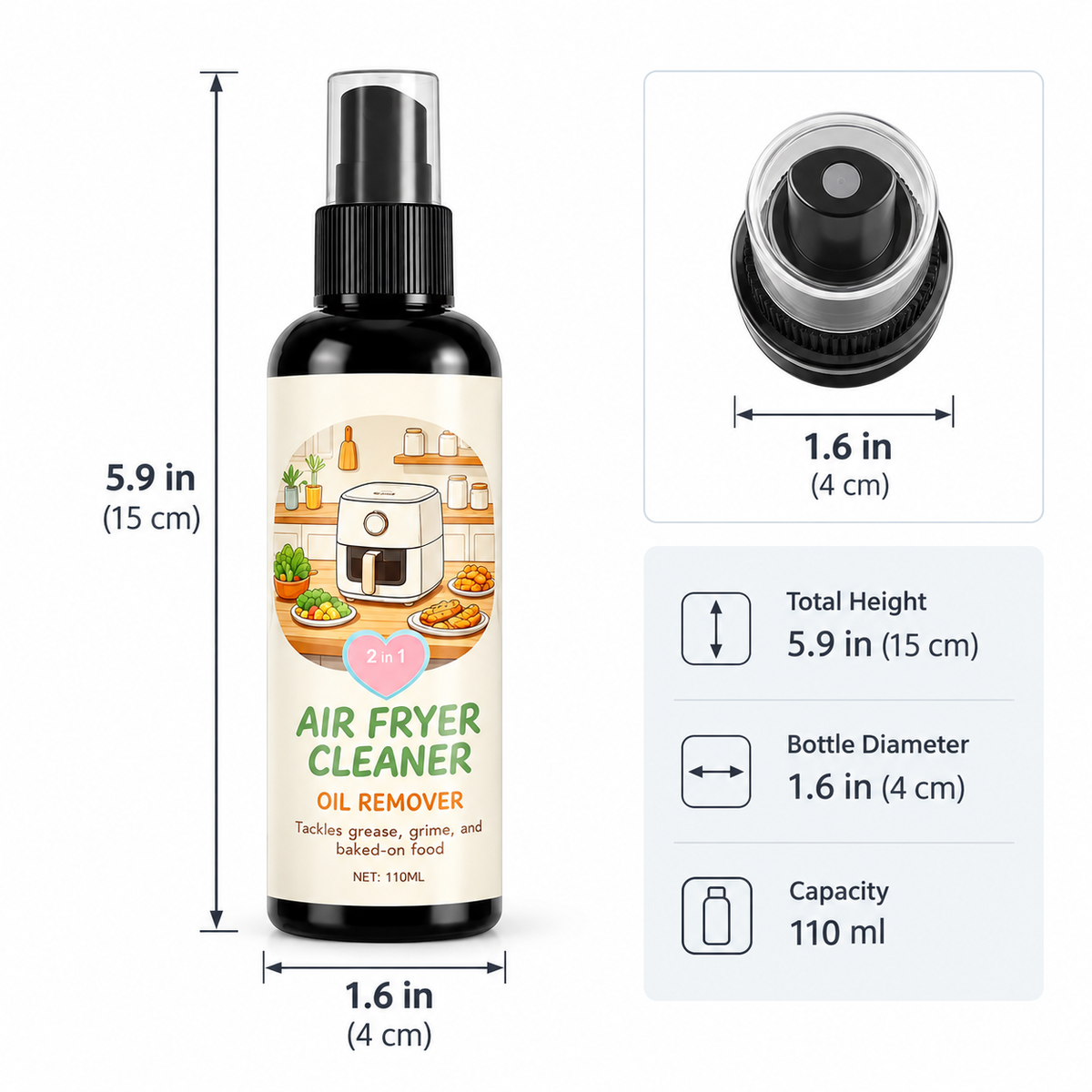 Air Fryer Cleaner Oil Remover Spray with Cleaning Towel