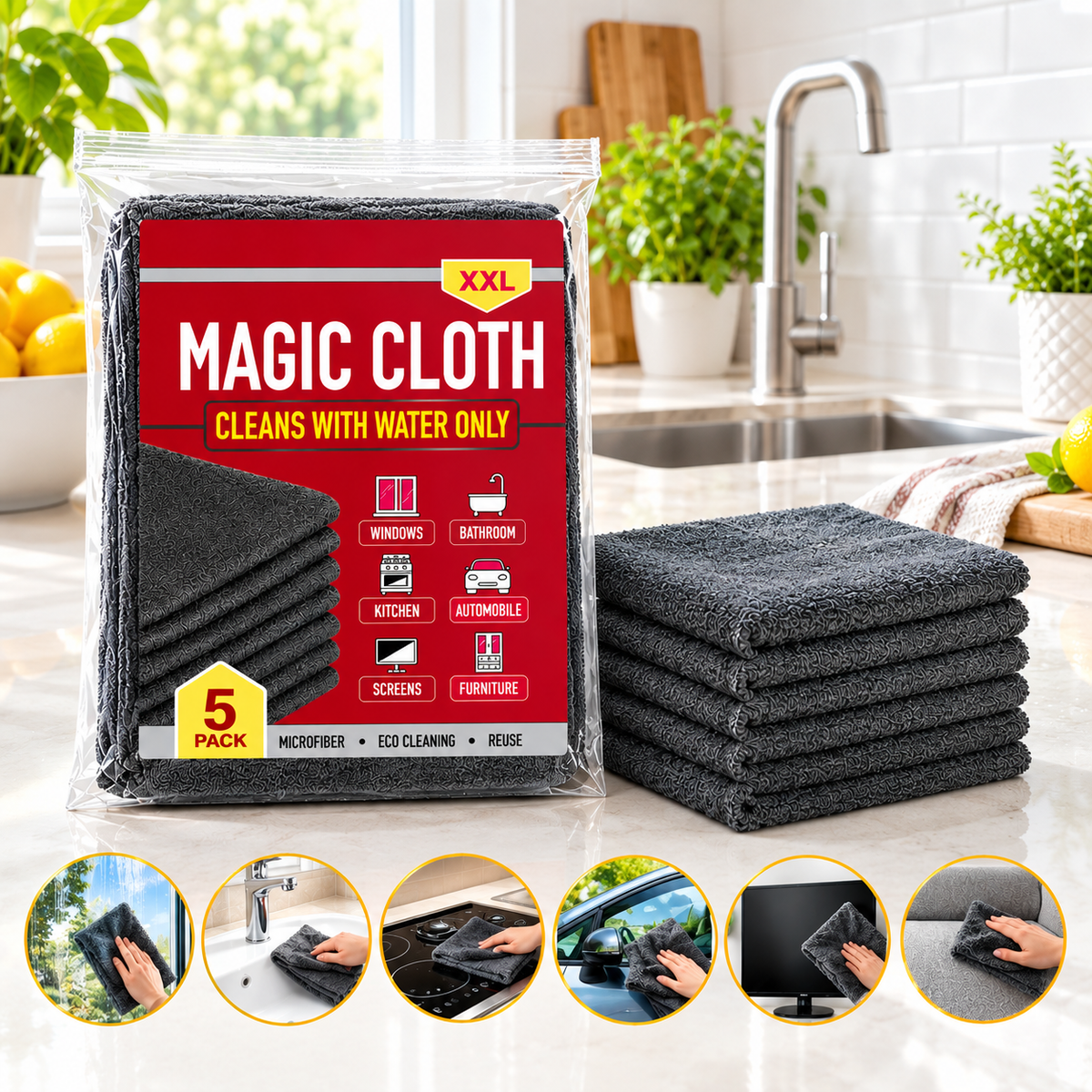 Reusable Microfiber Cleaning Cloths