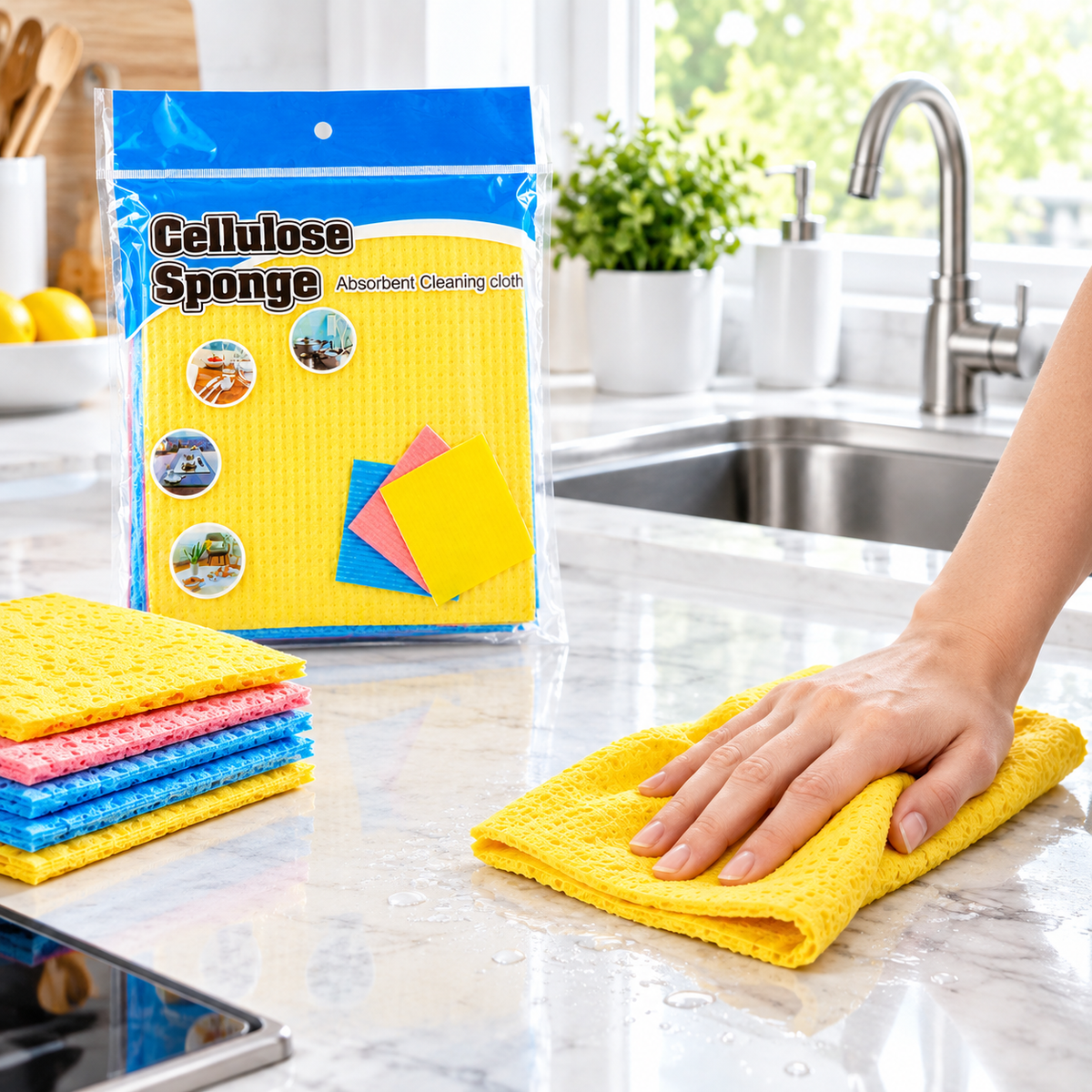 Absorbent Cellulose Cleaning Sponge Cloths