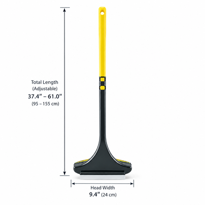 Dual-Sided Window & Screen Cleaning Brush with Adjustable Handle and Squeegee